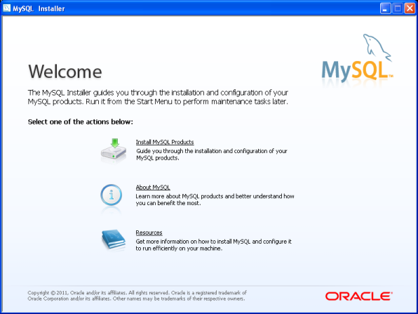 MySQL Installer - Welcome Screen